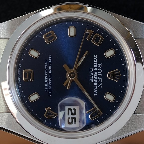Rolex Oyster Perpetual Date Blue Dial 26mm W/Cert - Picture 3 of 14